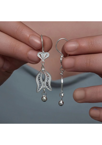 Gümüş Lale Motifli Telkari Kadın Küpe modelleri