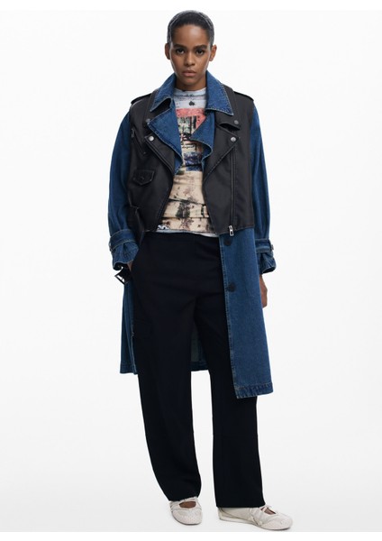 Mavi - Siyah Kadın Trençkot 25WWEW52