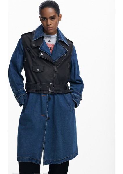 Mavi - Siyah Kadın Trençkot 25WWEW52 fiyatları