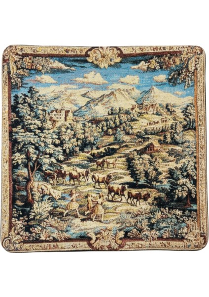 Jakarlı Dokuma Goblen Kırlent Kılıfı – 45X45 cm Biyeli ve Çift Taraflı Dekoratif Yastık