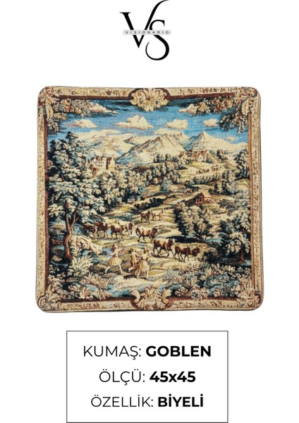 Jakarlı Dokuma Goblen Kırlent Kılıfı – 45X45 cm Biyeli ve Çift Taraflı Dekoratif Yastık modelleri