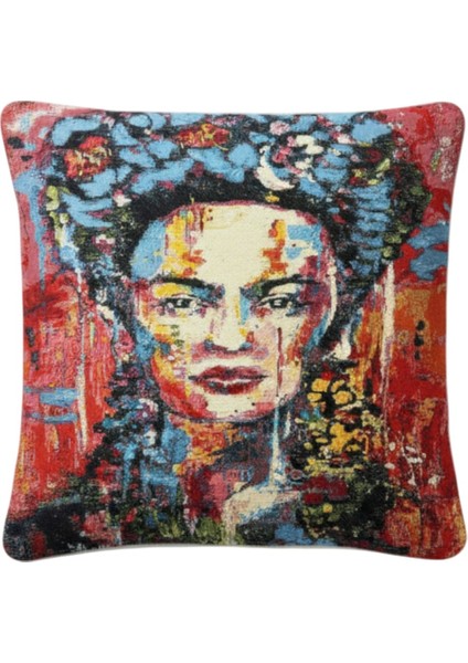 Jakarlı Dokuma Goblen Kırlent Kılıfı – 45X45 cm Biyeli ve Çift Taraflı Dekoratif Yastık