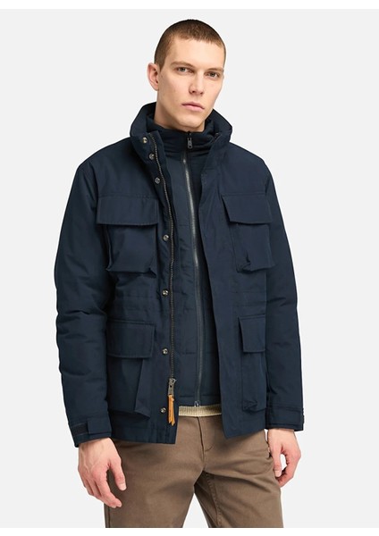 TB0A6UZJ4331-ABINGTON Waterpro Mavi Fermuarlı Regular Fit Erkek Mont