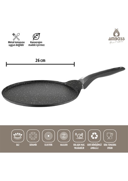 Mocca Granit Kaplama Krep Tavası 26 cm