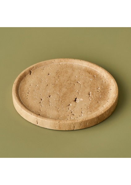 Ephesus Traverten Yuvarlak Dekoratif Tabak Naturel (20X4 Cm)