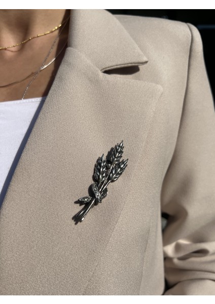 El Işi Tasarım Başak Demeti Gümüş Broş