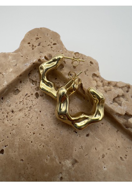 Dalgalı Gümüş Halka Küpe