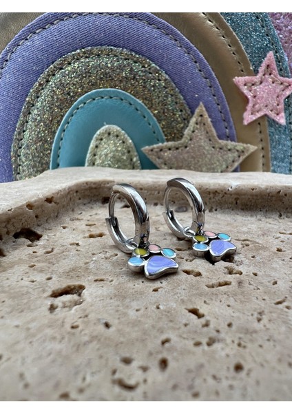 Çocuk Gümüş Sallantılı Pati Küpe