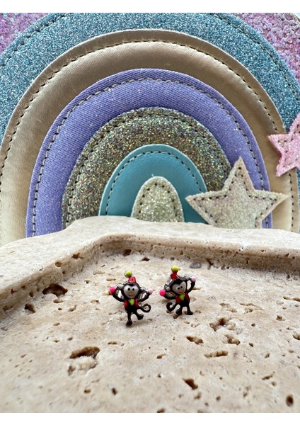 Çocuk Gümüş Mineli Maymun Küpe