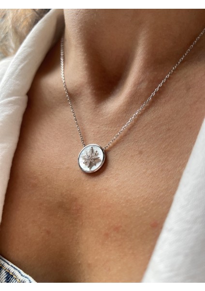 Sedefli Gümüş Kuzey Yıldızı Kolye