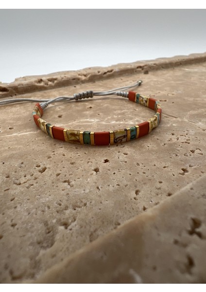 Turuncu Gold Tila Ip Bileklik