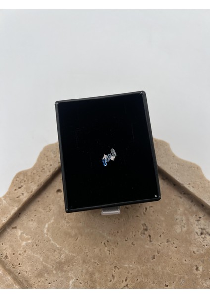 Mavi Baget Taşlı Gümüş Tragus