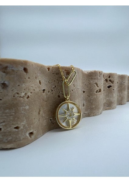 Sedefli Taşlı Gümüş Kuzey Yıldızı Kolye modelleri