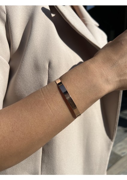 Gümüş Düz Kesim Rose Kelepçe