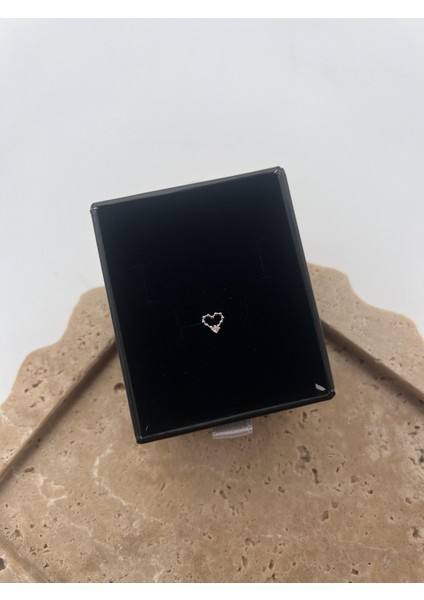 Taş Detaylı Gümüş Kalp Tragus