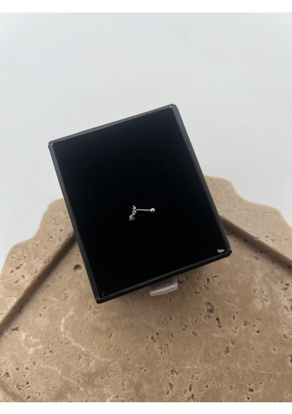 Taş Detaylı Gümüş Kalp Tragus modelleri