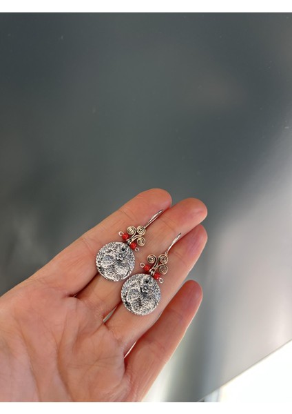 El Işi Tasarım Mercan Taşlı Gümüş Otantik Küpe fiyatları