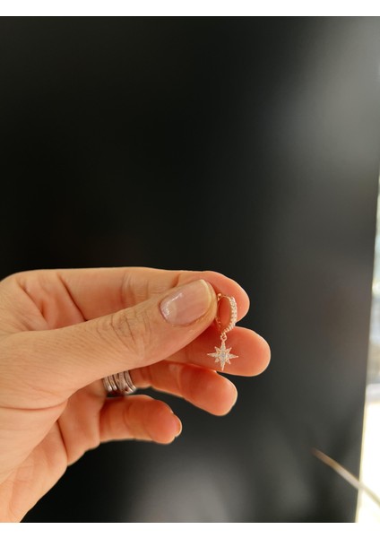 Taşlı Gümüş Kuzey Yıldızı Tek Küpe