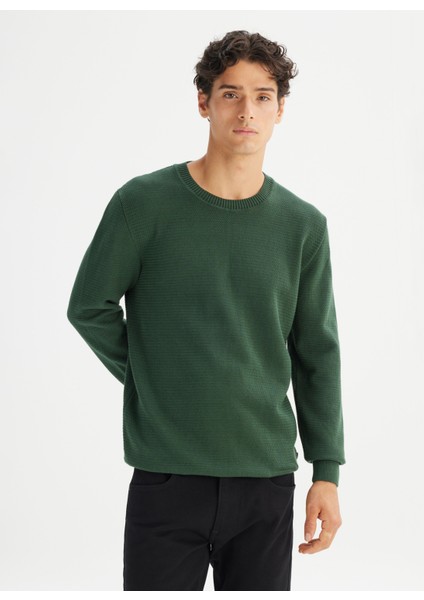 Bisiklet Yaka Regular Fit Yeşil Erkek Kazak L2520373300 Yeşil Kazak