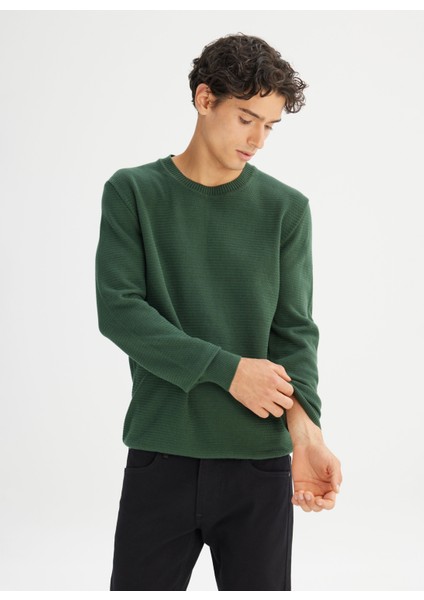 Bisiklet Yaka Regular Fit Yeşil Erkek Kazak L2520373300 Yeşil Kazak modelleri