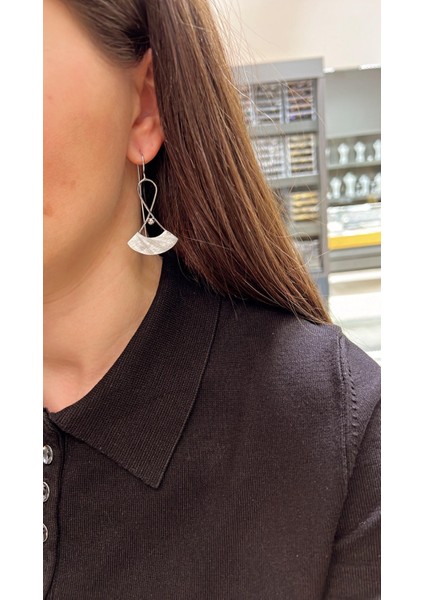 El Işi Tasarım Gümüş Yelpaze Küpe