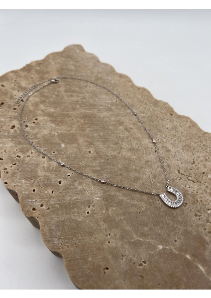 Baget Taşlı Gümüş Nal Kolye fiyatları