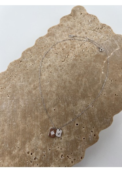 Çift Plakalı Gümüş Kuzey Yıldızı Kolye fiyatları