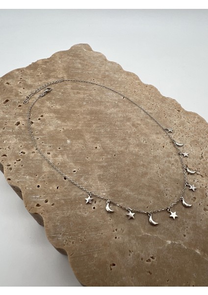 Gümüş Sıralı Ay Yıldız Kolye fiyatları