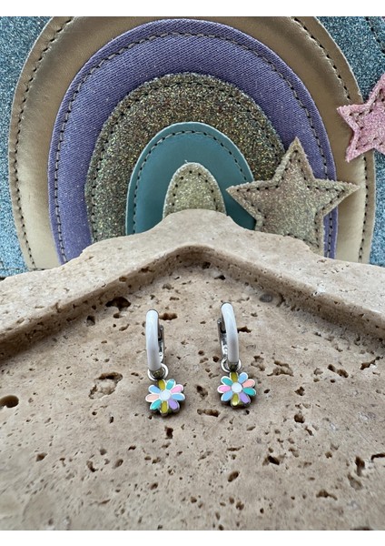 Çocuk Gümüş Mineli Sallantılı Çiçek Küpe