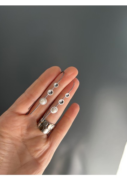 El Işi Tasarım Inci Detaylı Gümüş Çoklu Daire Küpe fiyatları