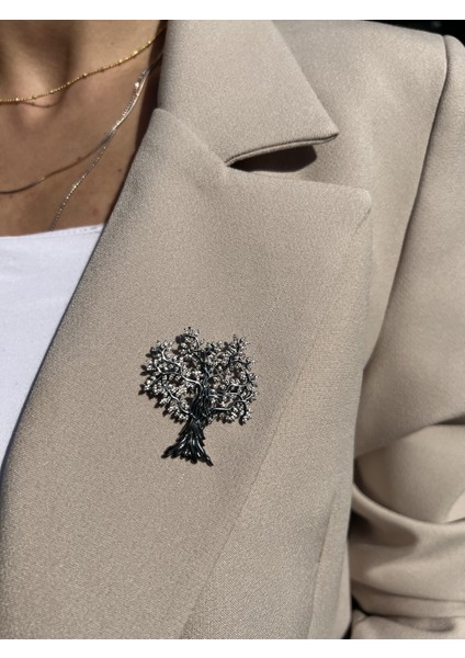 El Işi Tasarım Gümüş Hayat Ağacı Broş