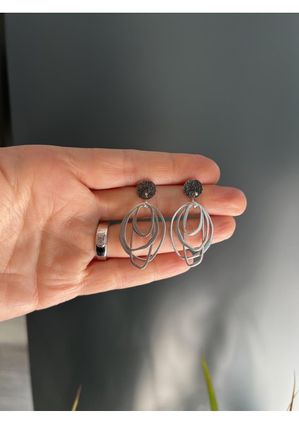 El Işi Tasarım Çoklu Geometrik Gümüş Halka Küpe fiyatları