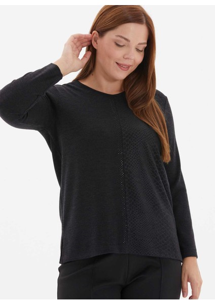 V Yaka Taşlı Siyah Kadın Bluz 25KSL8247 fiyatları