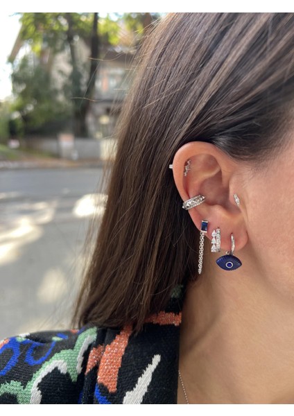 Gümüş Lacivert Göz Küpe fiyatları