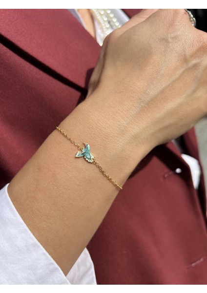 Mineli Gümüş Kuş Bileklik