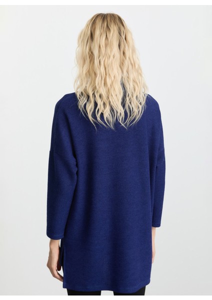 Degaje Yaka Düz Mavi Kadın Bluz 25KSL8220 modelleri