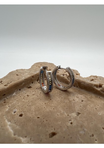 Gümüş Renkli Baget Halka Küpe