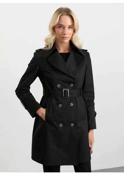 Siyah Kadın Trençkot 25KSL9519 fiyatları