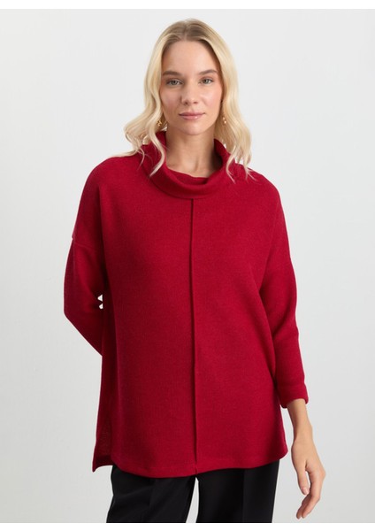 Degaje Yaka Düz Kırmızı Kadın Bluz 25KSL8220
