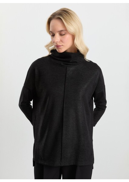 Degaje Yaka Düz Siyah Kadın Bluz 25KSL8220 fiyatları