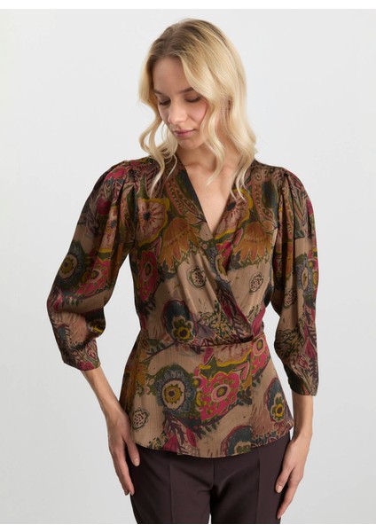 Kruvaze Yaka Emprime Vizon Kadın Bluz 25KSL8201 fiyatları