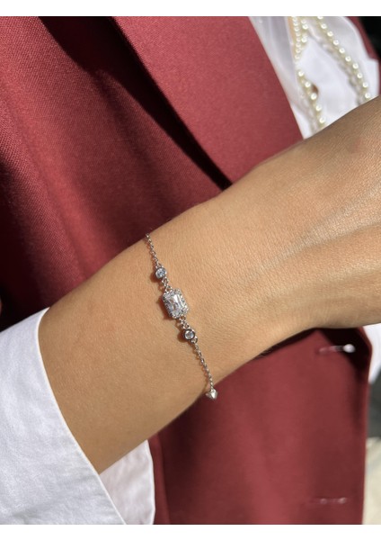 Baget Taşlı Gümüş Bileklik