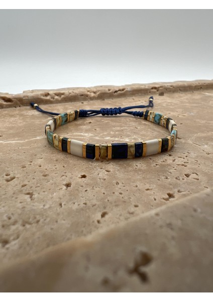 Mavi Beyaz Tila Ip Bileklik