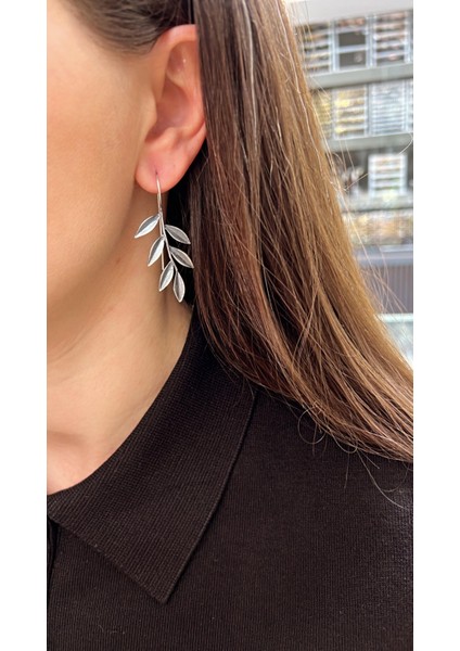 El Işi Tasarım Gümüş Zeytin Dalı Küpe