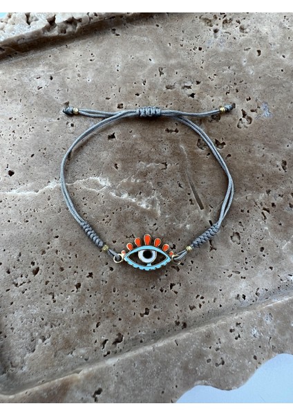 Göz Detaylı Turkuaz Ip Bileklik
