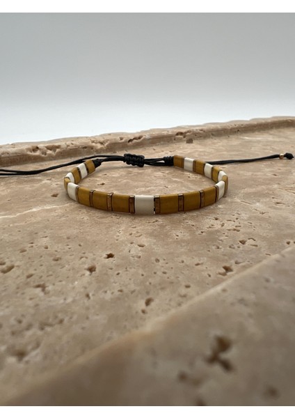 Sarı Beyaz Tila Ip Bileklik