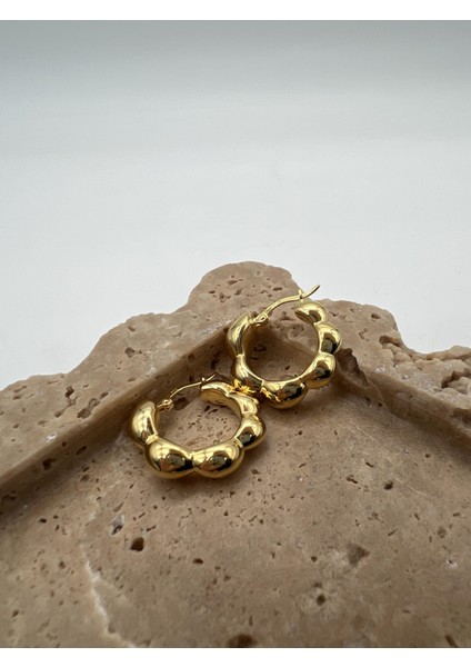 Italyan Tasarım Gümüş Bombeli Halka Küpe