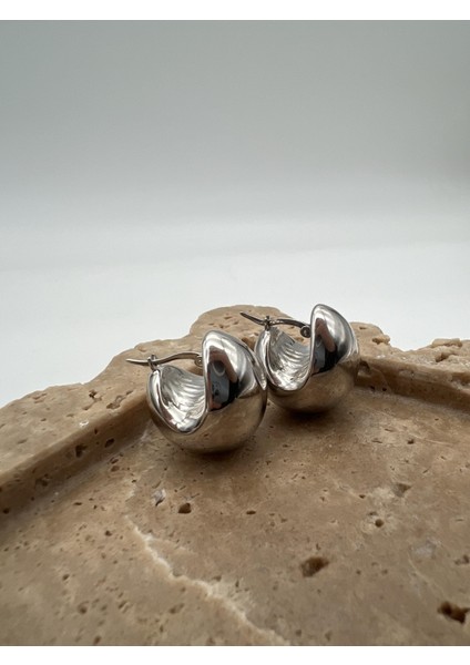 Italyan Tasarım Gümüş Bombeli Top Küpe