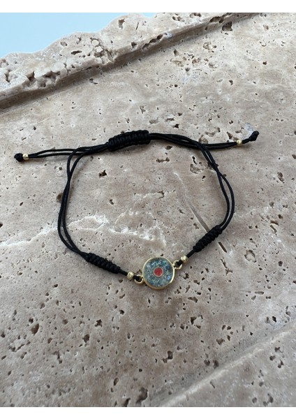 Turkuaz Mozaik Gümüş Ip Bileklik