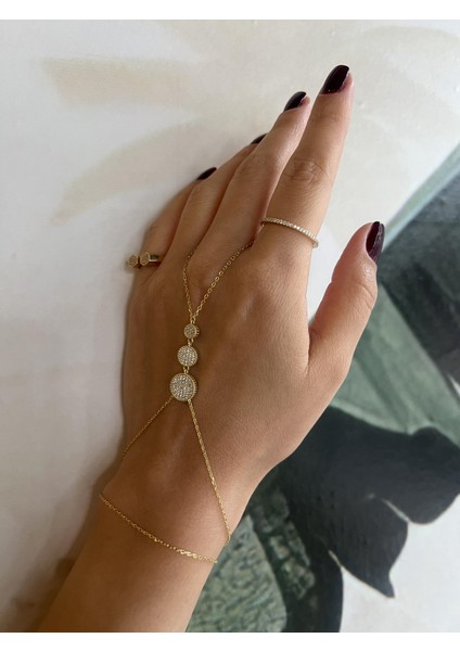 Üçlü Yuvarlak Taşlı Gümüş Şahmeran